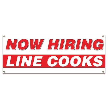 Signmission Now Hiring Line Cooks Banner Apply Inside Accepting Application Single Sided B-30269